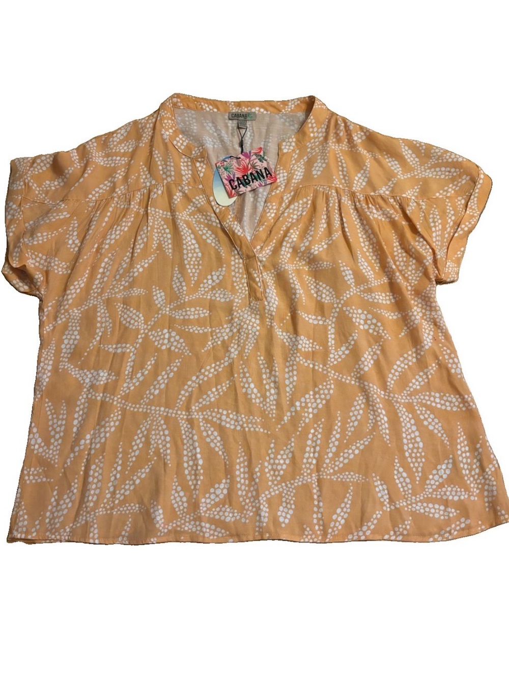 Cabana Fashions Women’s V-Neck Shirt - Coral/Ivory - 3X